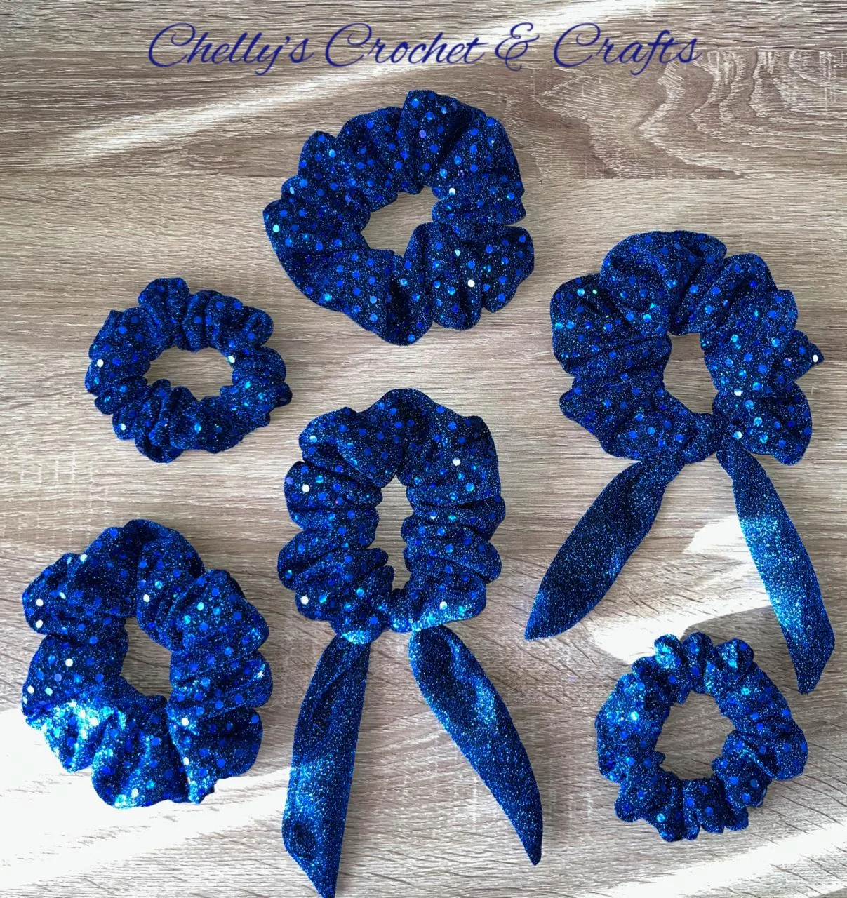 Blue sequin scrunchie