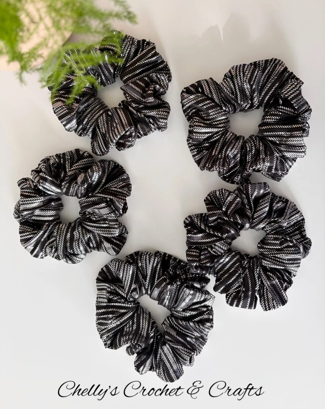 Black and silver scrunchie