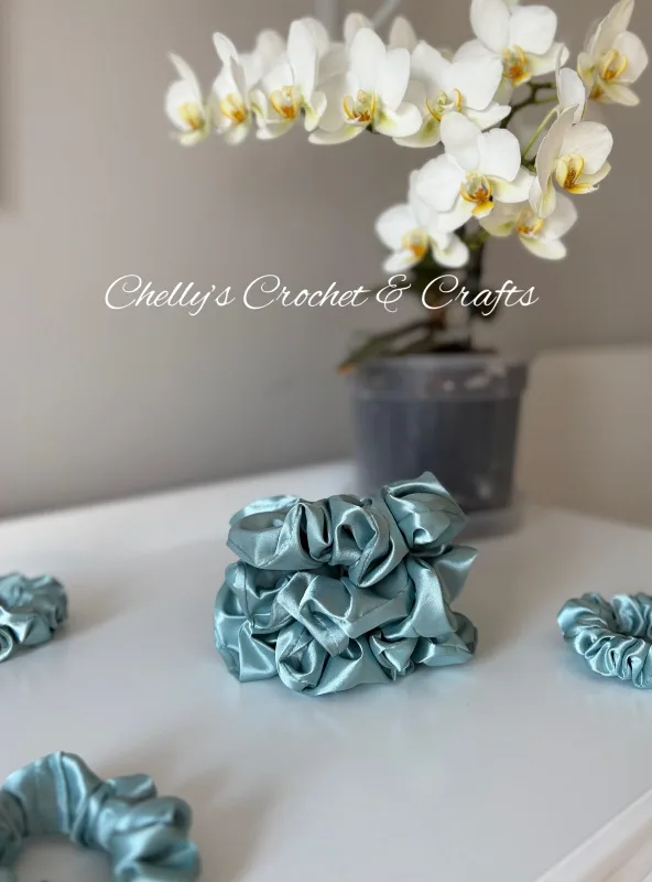 Seafoam blue satin scrunchie