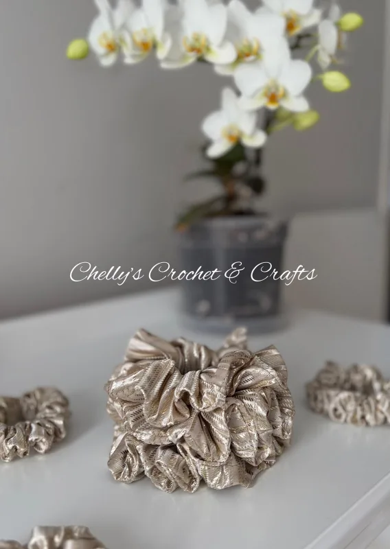 Champagne & Gold satin scrunchie